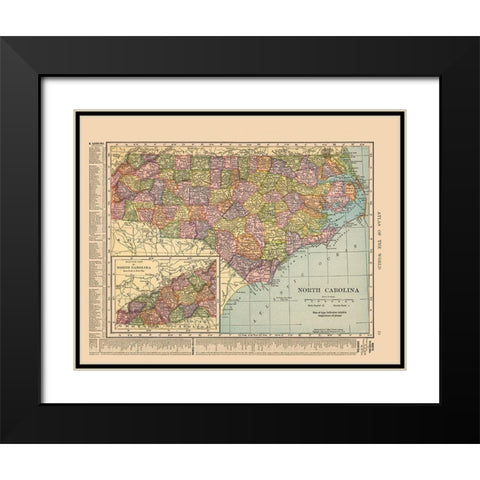 North Carolina - Hammond 1910 Black Modern Wood Framed Art Print with Double Matting by Hammond