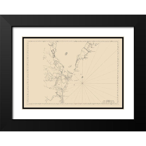 New England Coast - 1776 Black Modern Wood Framed Art Print with Double Matting by Unknown