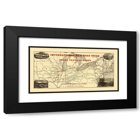 International Rail Guide, Great Central Route 1855 Black Modern Wood Framed Art Print with Double Matting by Tunis