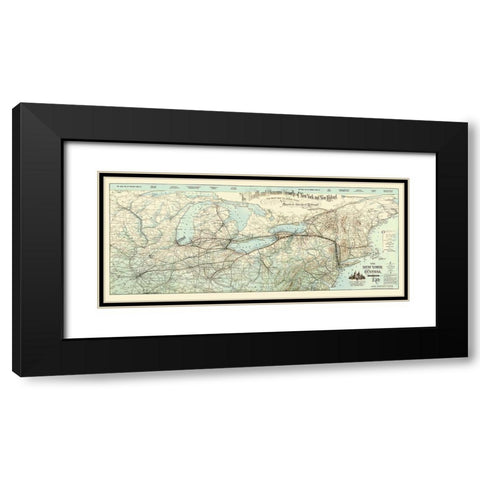 New York Central and Hudson River Railroad 1893 Black Modern Wood Framed Art Print with Double Matting by Matthews