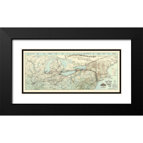 New York Central and Hudson River Railroad 1893 Black Modern Wood Framed Art Print with Double Matting by Matthews