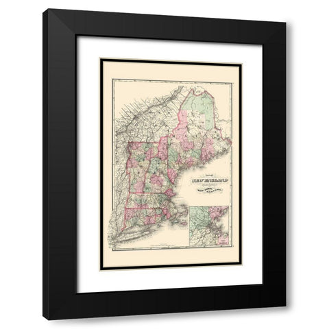 New England - Davenport 1883 Black Modern Wood Framed Art Print with Double Matting by Davenport