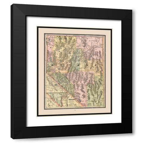 Nevada, United States - Cram 1888 Black Modern Wood Framed Art Print with Double Matting by Cram