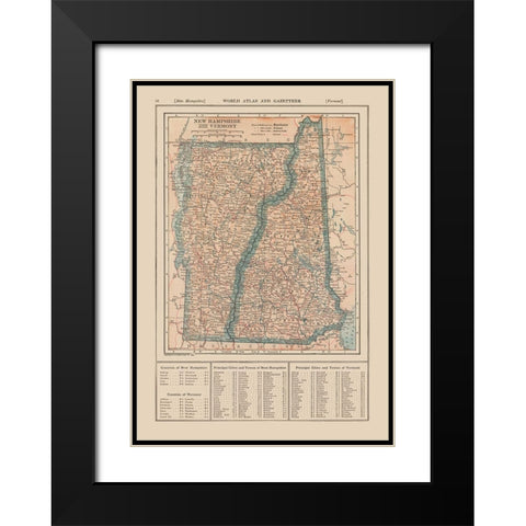 New Hampshire, Vermont - Reynold 1921 Black Modern Wood Framed Art Print with Double Matting by Reynold