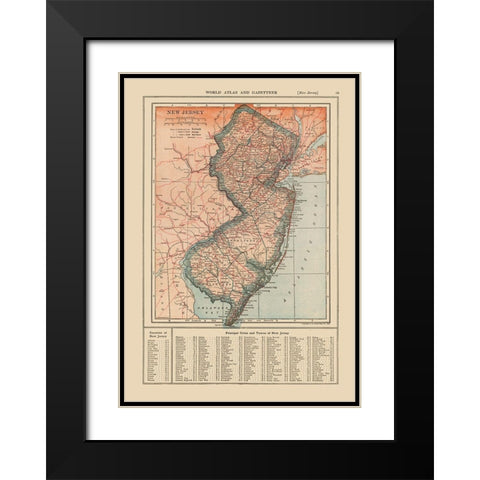 New Jersey - Reynold 1921 Black Modern Wood Framed Art Print with Double Matting by Reynold