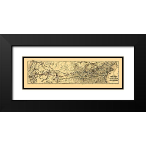 Proposed Central United States to Pacific 1850 Black Modern Wood Framed Art Print with Double Matting by Unknown