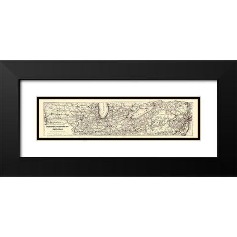 Plymouth Kankakee and Pacific Railroad 1871 Black Modern Wood Framed Art Print with Double Matting by Colton