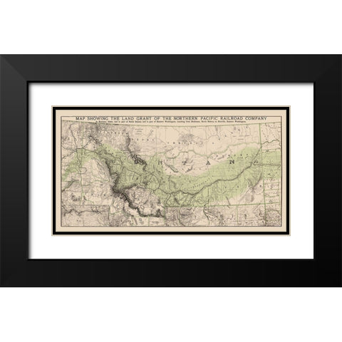 Northern Pacific Railroad Land Grants 1890 Black Modern Wood Framed Art Print with Double Matting by Rand McNally