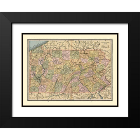 Pennsylvania - Cram 1888 Black Modern Wood Framed Art Print with Double Matting by Cram
