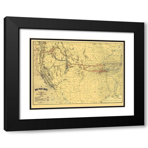Union Pacific Railroad and Steamship Lines 1900 Black Modern Wood Framed Art Print with Double Matting by Rand McNally