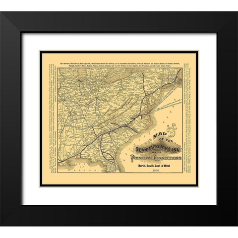 Seaboard Air Line Railroad - Rand McNally 1896 Black Modern Wood Framed Art Print with Double Matting by Rand McNally