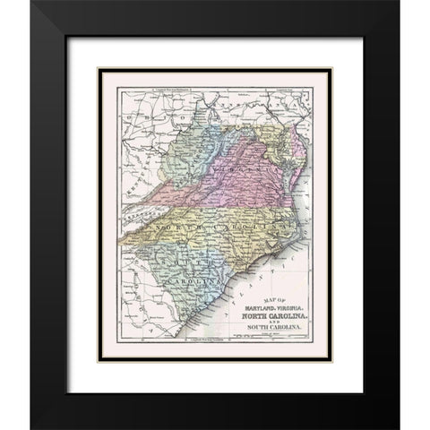South Eastern United States - Mitchell 1877 Black Modern Wood Framed Art Print with Double Matting by Mitchell