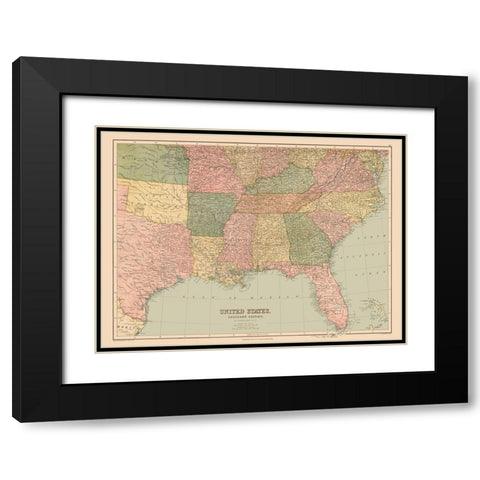 Southern Section of US - Black 1867 Black Modern Wood Framed Art Print with Double Matting by Black