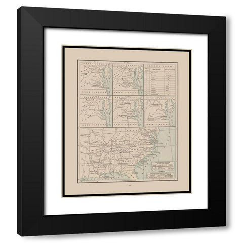 Seceding States 1860-1865 - Cram 1892 Black Modern Wood Framed Art Print with Double Matting by Cram