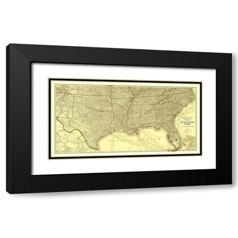 Southeastern States Roads - Rand McNally 1923 Black Modern Wood Framed Art Print with Double Matting by Rand McNally