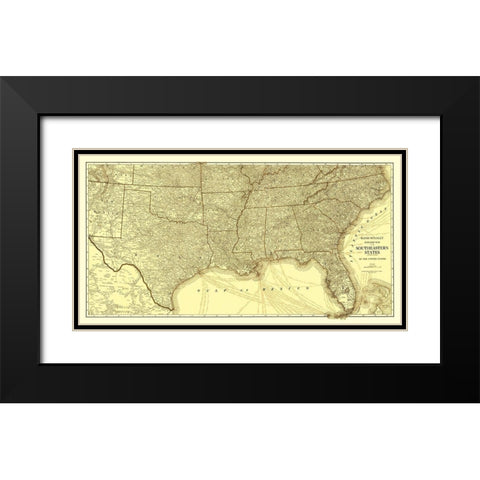 Southeastern States Roads - Rand McNally 1923 Black Modern Wood Framed Art Print with Double Matting by Rand McNally
