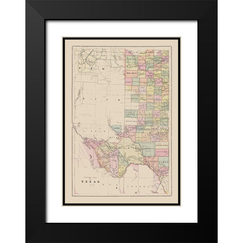Western Texas - Cram 1892 Black Modern Wood Framed Art Print with Double Matting by Cram