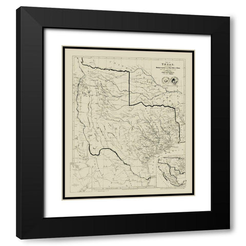 Texas - Arrowsmith 1841  Black Modern Wood Framed Art Print with Double Matting by Arrowsmith