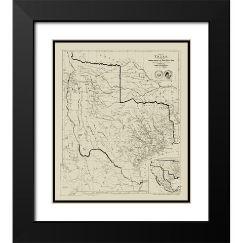 Texas - Arrowsmith 1841  Black Modern Wood Framed Art Print with Double Matting by Arrowsmith