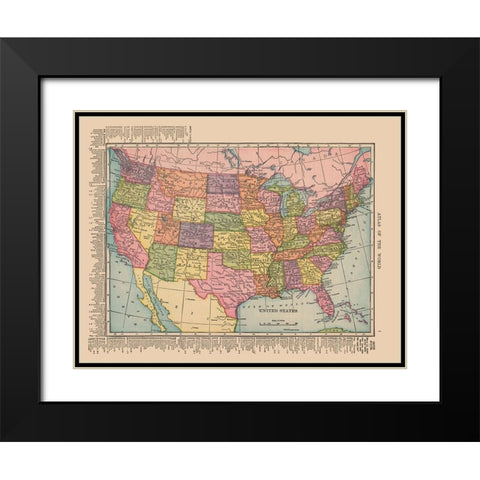 United States - Hammond 1910 Black Modern Wood Framed Art Print with Double Matting by Hammond