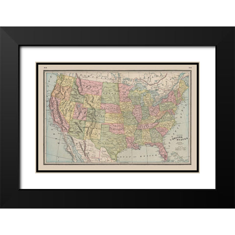 United States - Johnson 1888 Black Modern Wood Framed Art Print with Double Matting by Johnson