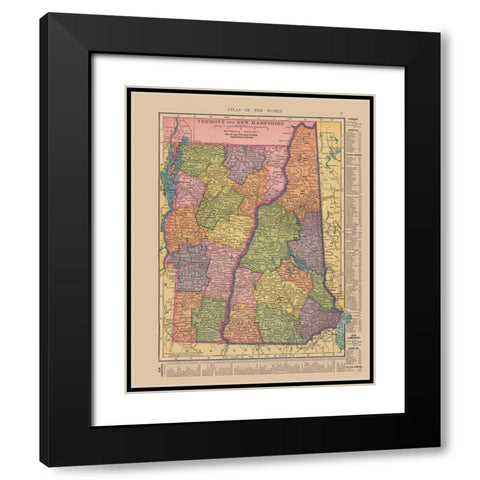 Vermont, New Hampshire - Hammond 1910 Black Modern Wood Framed Art Print with Double Matting by Hammond