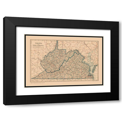 Virginia, West Virginia - Reynold 1921 Black Modern Wood Framed Art Print with Double Matting by Reynolds