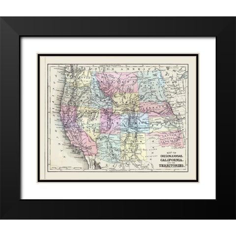 Western United States - Mitchell 1877 Black Modern Wood Framed Art Print with Double Matting by Mitchell