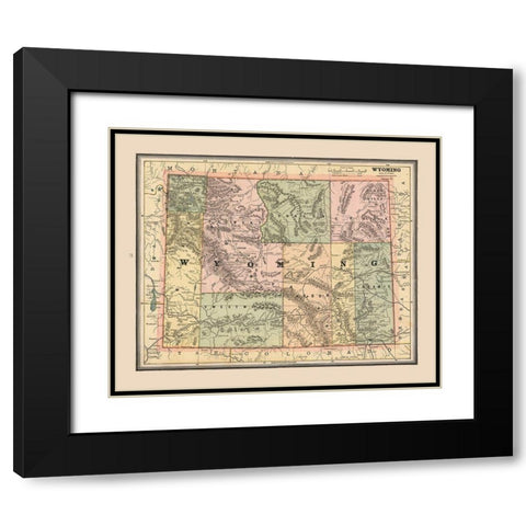 Wyoming, United States - Cram 1888 Black Modern Wood Framed Art Print with Double Matting by Cram