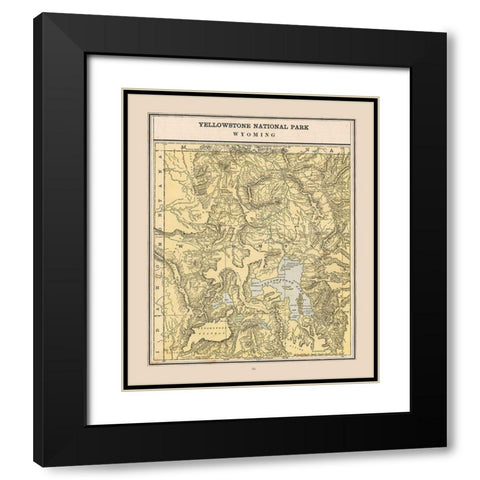 Yellowstone National Park - Cram 1888 Black Modern Wood Framed Art Print with Double Matting by Cram