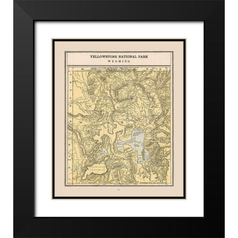 Yellowstone National Park - Cram 1888 Black Modern Wood Framed Art Print with Double Matting by Cram