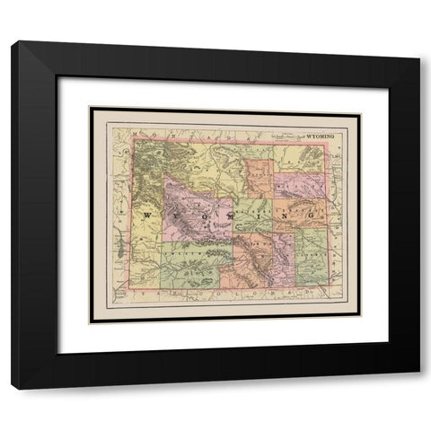 Wyoming - Cram 1892 Black Modern Wood Framed Art Print with Double Matting by Cram