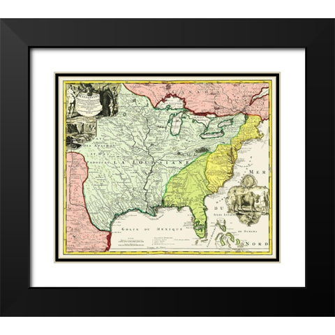 Mississippi, Louisiana - Hennepin 1687 Black Modern Wood Framed Art Print with Double Matting by Hennepin