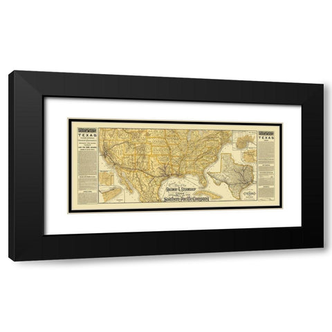 Southern Pacific Railroads, Steamship Lines Black Modern Wood Framed Art Print with Double Matting by Poole