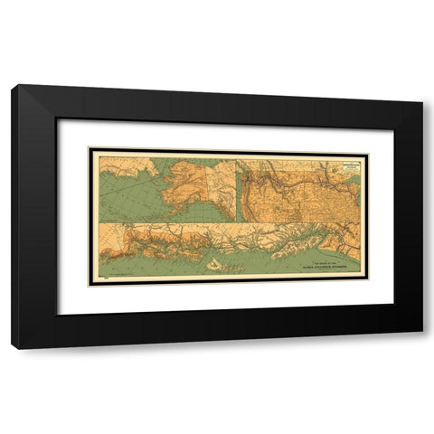Alaska Excursion Steamers, Northern Pacific 1891 Black Modern Wood Framed Art Print with Double Matting by Poole