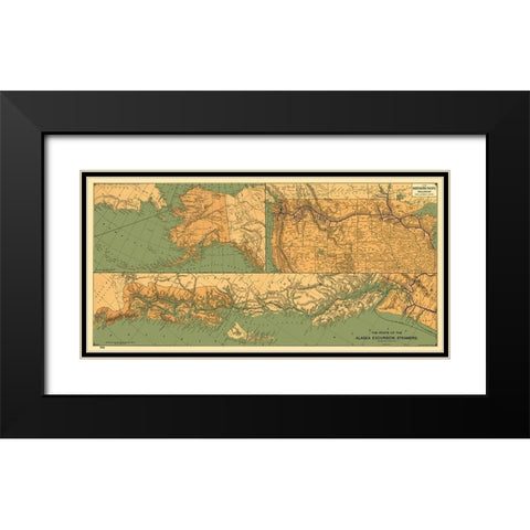 Alaska Excursion Steamers, Northern Pacific 1891 Black Modern Wood Framed Art Print with Double Matting by Poole