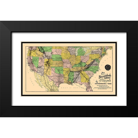 Shenandoah Valley Route - Matthews 1890 Black Modern Wood Framed Art Print with Double Matting by Matthews