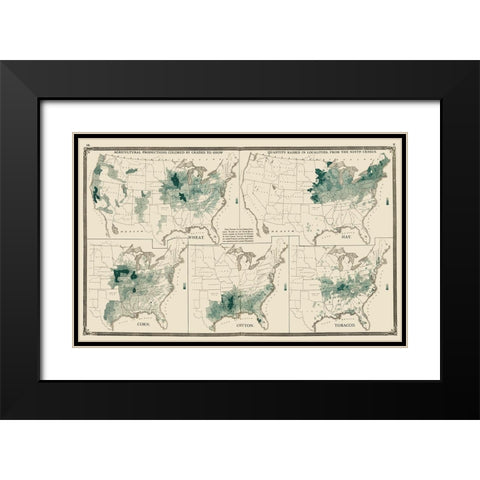 US Agriculture Production - Baskin 1876 Black Modern Wood Framed Art Print with Double Matting by Baskin