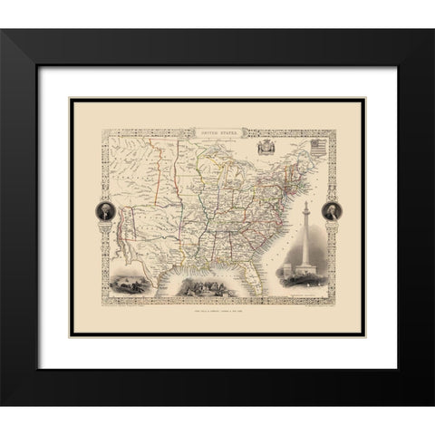 United States - Tallis 1851 Black Modern Wood Framed Art Print with Double Matting by Tallis