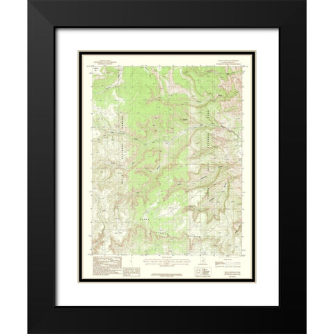 Bear Canyon Utah Quad - USGS 1987 Black Modern Wood Framed Art Print with Double Matting by USGS