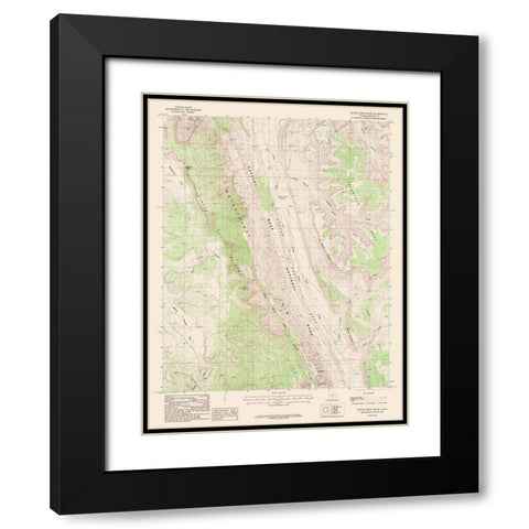 Bitter Creek Divide Utah Quad - USGS 1987 Black Modern Wood Framed Art Print with Double Matting by USGS