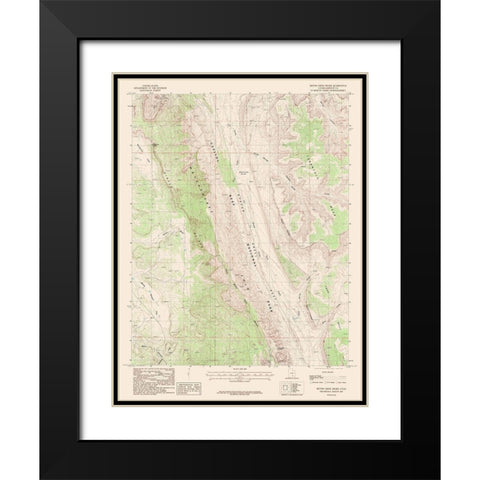 Bitter Creek Divide Utah Quad - USGS 1987 Black Modern Wood Framed Art Print with Double Matting by USGS