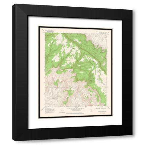 Blackburn Canyon Utah Quad - USGS 1968 Black Modern Wood Framed Art Print with Double Matting by USGS