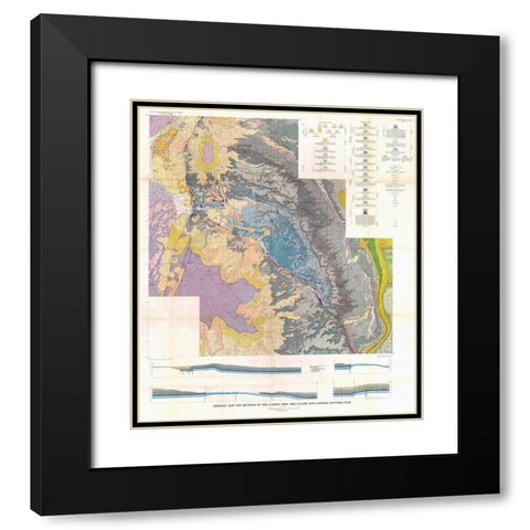 Captiol Reef Wayne Garfield Counties Utah Black Modern Wood Framed Art Print with Double Matting by USGS