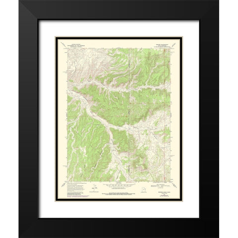 Dragon Utah Quad - USGS 1968 Black Modern Wood Framed Art Print with Double Matting by USGS