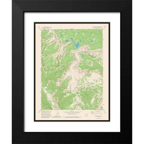 Grandaddy Lake Utah Quad - USGS 1972 Black Modern Wood Framed Art Print with Double Matting by USGS