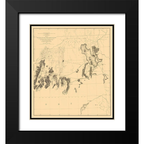 Great Salt Lake Humboldt Range Utah Nevada Black Modern Wood Framed Art Print with Double Matting by US War Dept