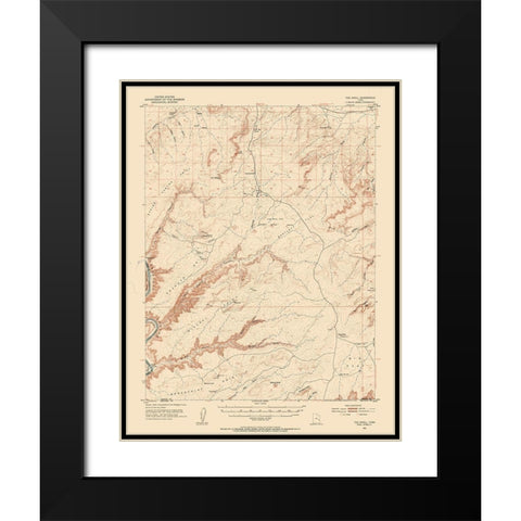 Knoll Utah Quad - USGS 1954 Black Modern Wood Framed Art Print with Double Matting by USGS