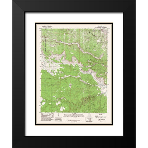 Twin Rocks Utah Quad - USGS 1985 Black Modern Wood Framed Art Print with Double Matting by USGS