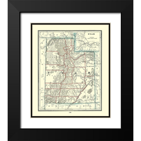Utah - Rathbun 1893 Black Modern Wood Framed Art Print with Double Matting by Rathbun